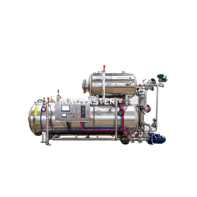 380V Dampf Wasser Sprühen Horizontale Wurst Tasche Flüssigkeit Flasche Packung Retort Maschine 2100 KG