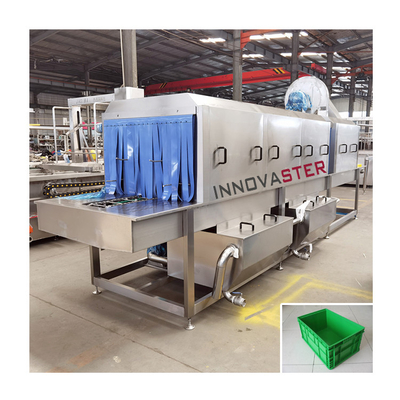 380/480V Edelstahlbox Waschmaschine Automatischer Tunnel Gemüsekorb Waschmaschine Für Kunststoff-Tray