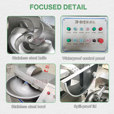 350 KG kommerzielle automatische Edelstahl 40L 80L 125L Mixer Fleisch Gemüse Salat Cutter Schüssel