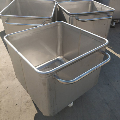 Stilloser Gummi-Rad Dreh-Stil Edelstahl-Fleisch-Dump Buggy für die Fleischverarbeitung